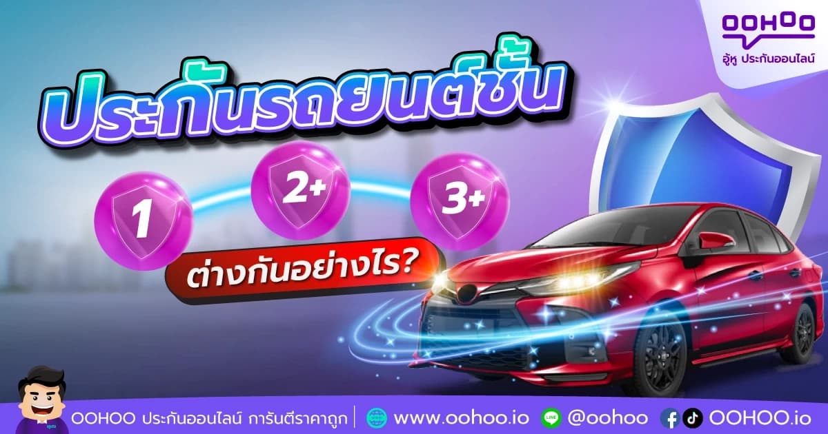 ประกันรถยนต์ชั้น 1, 2+, 3+ ต่างกันอย่างไร?